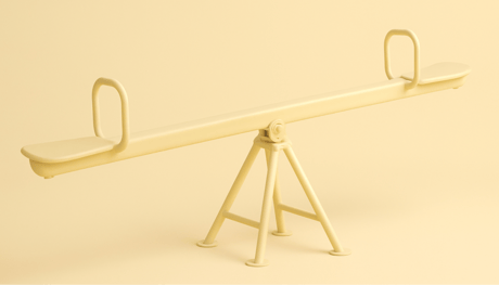 A see saw showing an upward trend